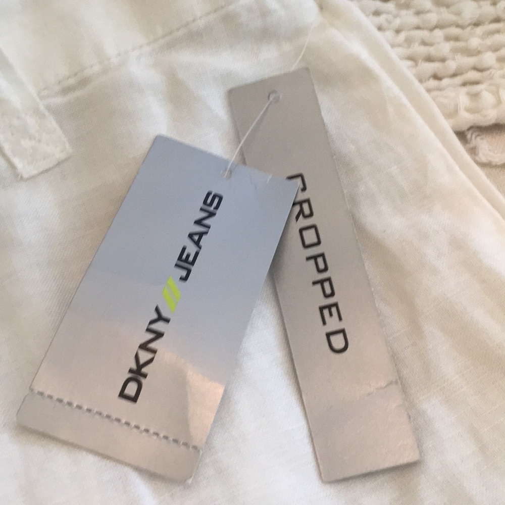 DKNY linen /cotton cropped pants - Picture 3 of 6